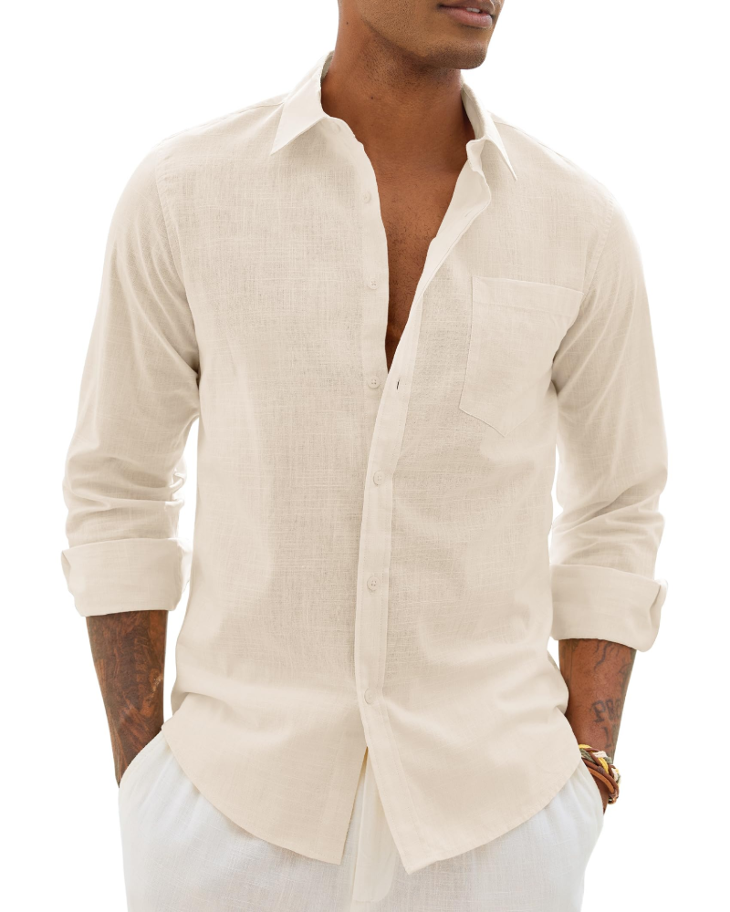 Men's Long Sleeve Button-Up Shirt with Chest Pocket 8