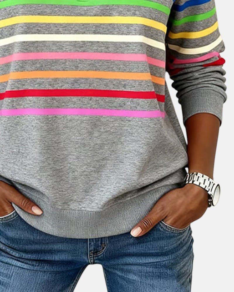 Unisex Half-Zip Collar Striped Sweatshirt 8