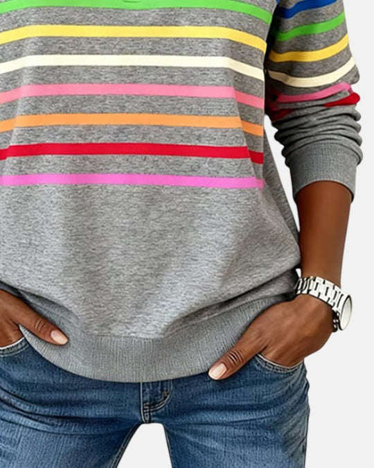Unisex Half-Zip Collar Striped Sweatshirt 8