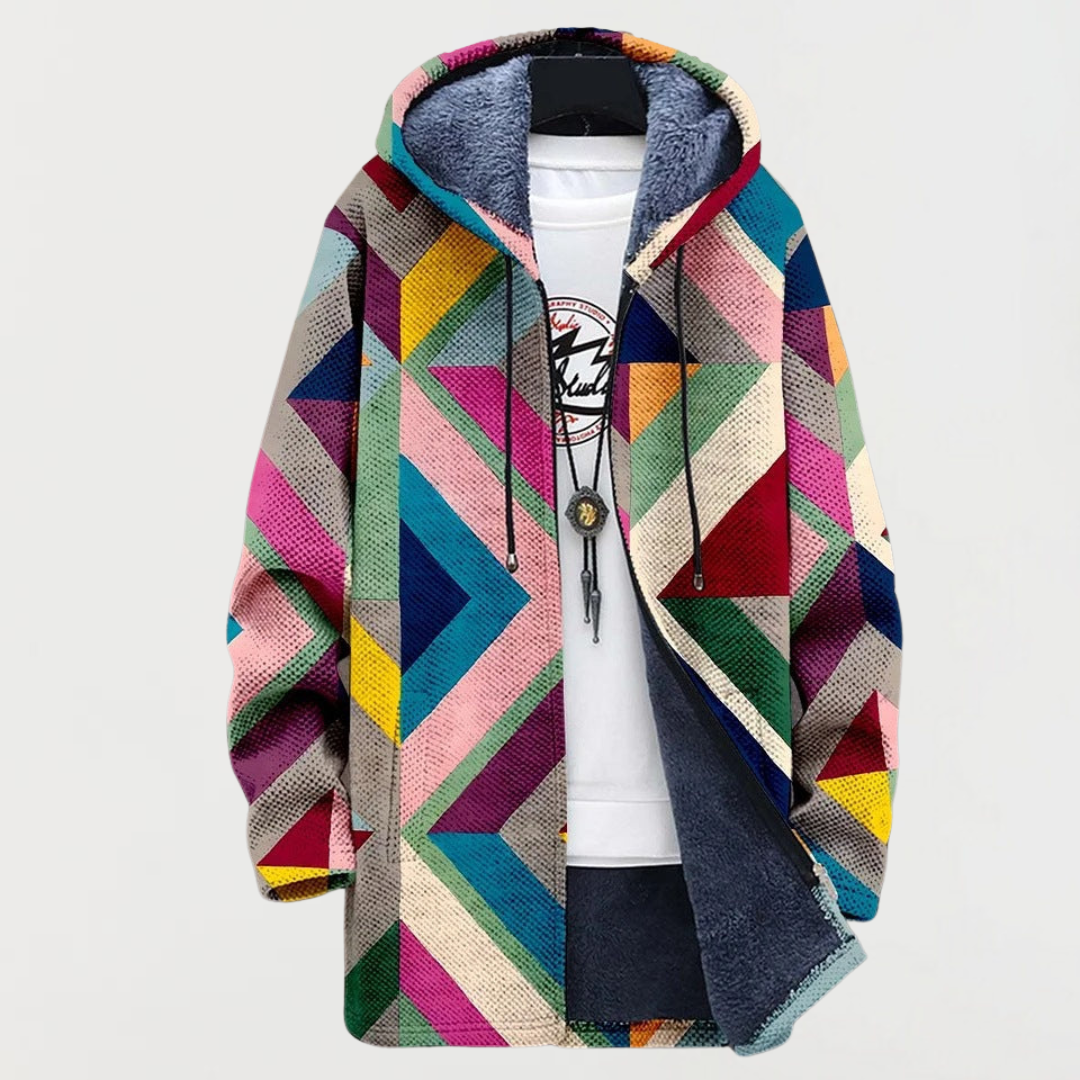 Unisex Hooded Sweater with Geometric Print 0