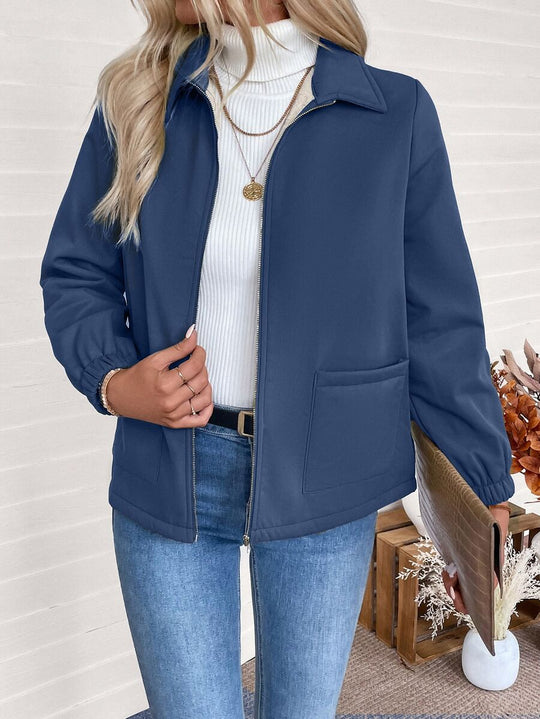 Unisex Zip-Up Jacket with Sherpa Fleece Lining and Elasticated Cuffs 0