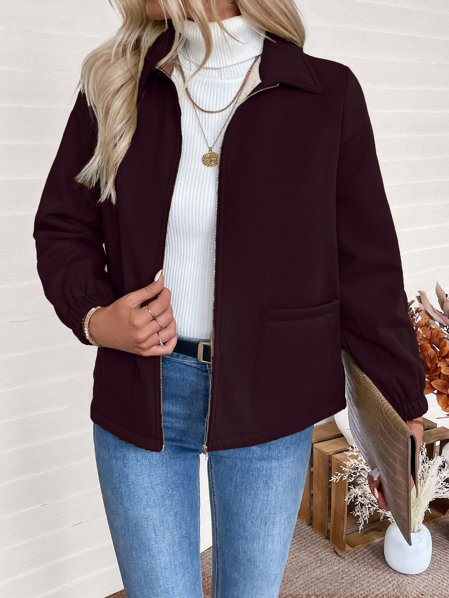 Unisex Zip-Up Jacket with Sherpa Fleece Lining and Elasticated Cuffs 11