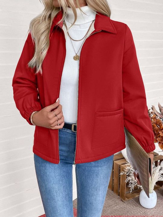 Unisex Zip-Up Jacket with Sherpa Fleece Lining and Elasticated Cuffs 12