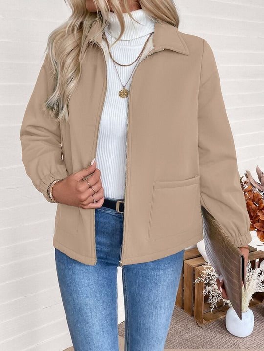 Unisex Zip-Up Jacket with Sherpa Fleece Lining and Elasticated Cuffs 13