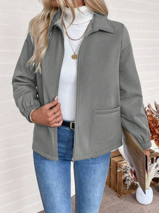 Unisex Zip-Up Jacket with Sherpa Fleece Lining and Elasticated Cuffs 14