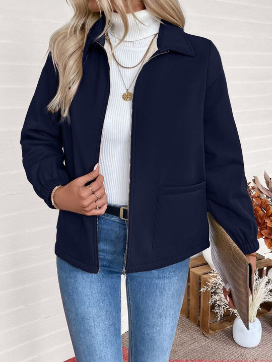 Unisex Zip-Up Jacket with Sherpa Fleece Lining and Elasticated Cuffs 3