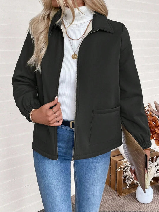 Unisex Zip-Up Jacket with Sherpa Fleece Lining and Elasticated Cuffs 6
