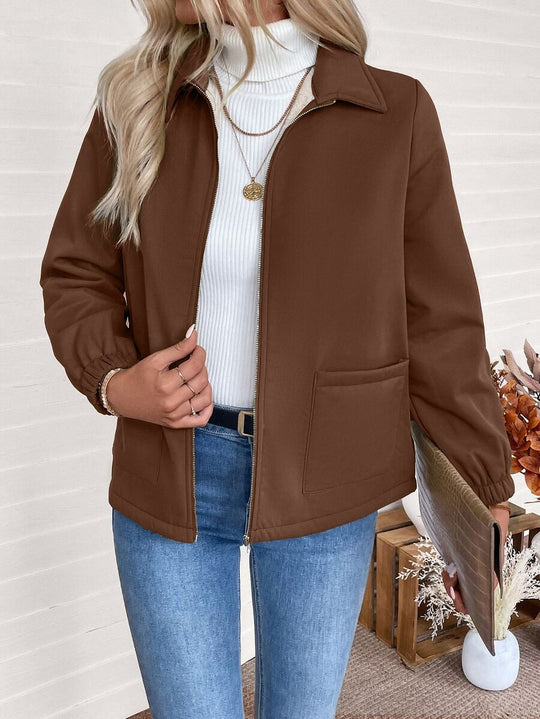 Unisex Zip-Up Jacket with Sherpa Fleece Lining and Elasticated Cuffs 9