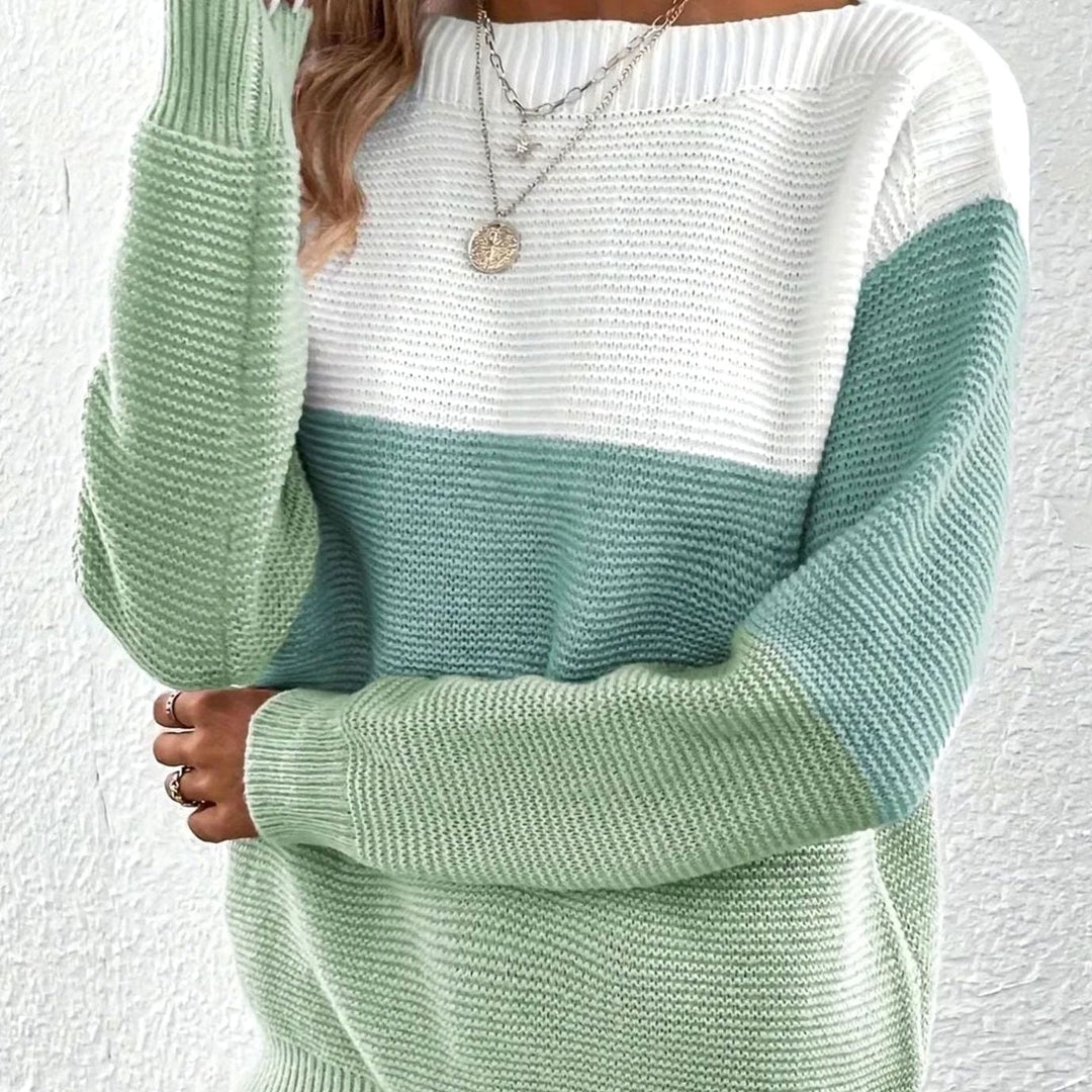 Women’s Boat Neck Colour Block Knit Sweater 2