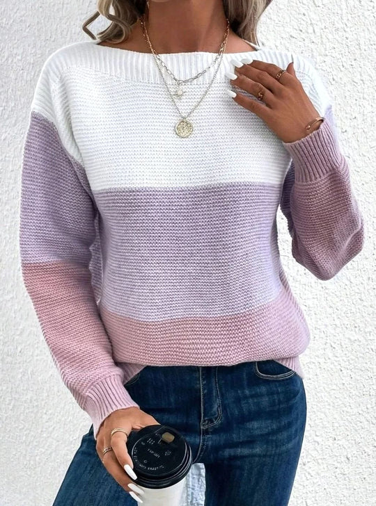 Women’s Boat Neck Colour Block Knit Sweater 6