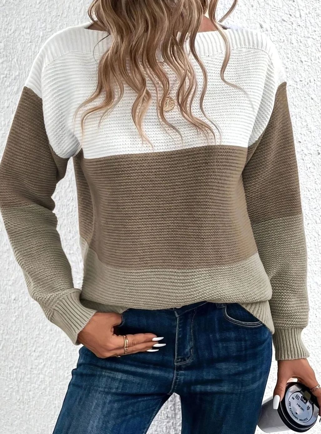 Women’s Boat Neck Colour Block Knit Sweater 8
