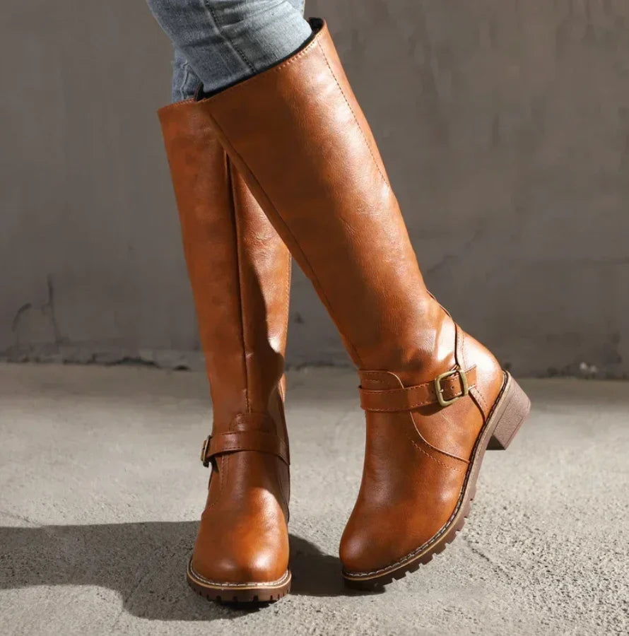 Women's Buckle Black Ankle Boots with Block Heel 0