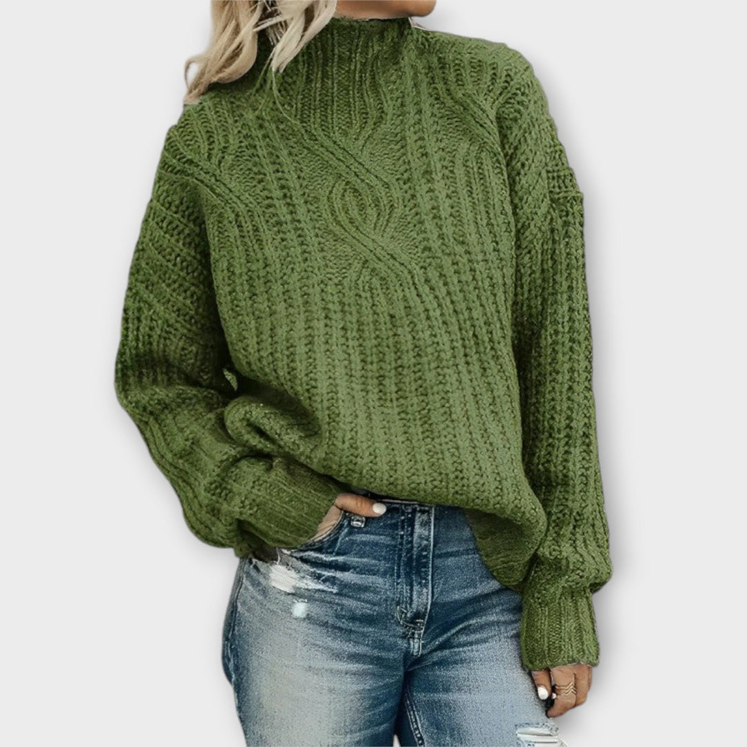 Women’s Crew Neck Long Sleeve Knitted Sweater 1