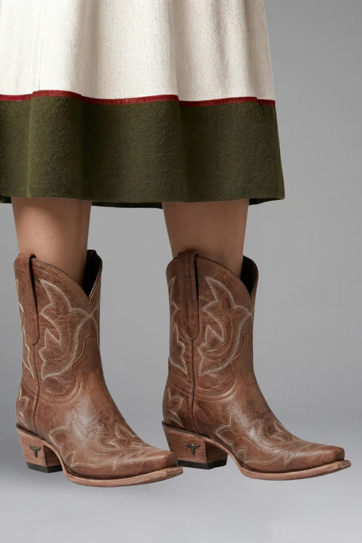 Women's Embroidered Mid-Calf Leather Boots 0