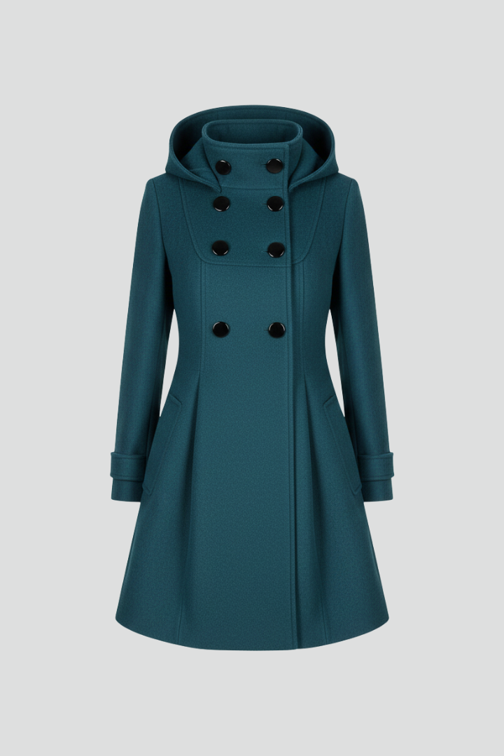Women’s Hooded Coat with Double Button Front 1