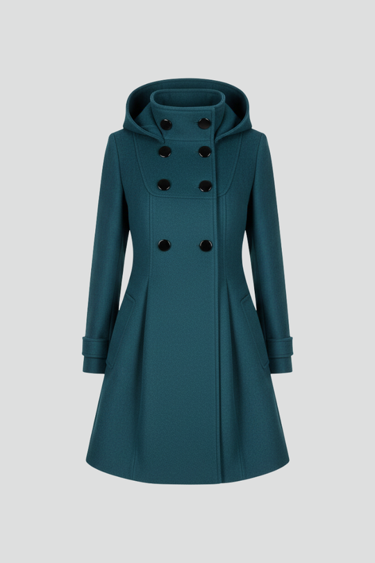 Women’s Hooded Coat with Double Button Front 1