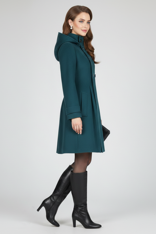 Women’s Hooded Coat with Double Button Front 3
