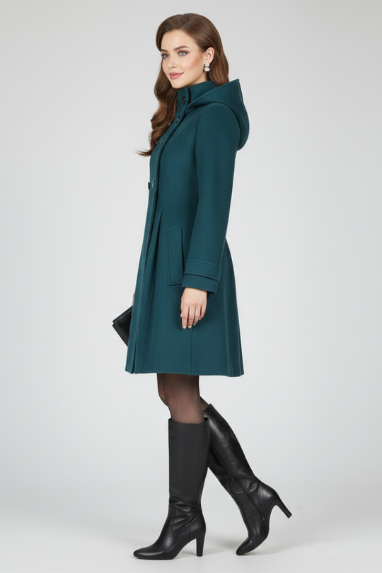 Women’s Hooded Coat with Double Button Front 4