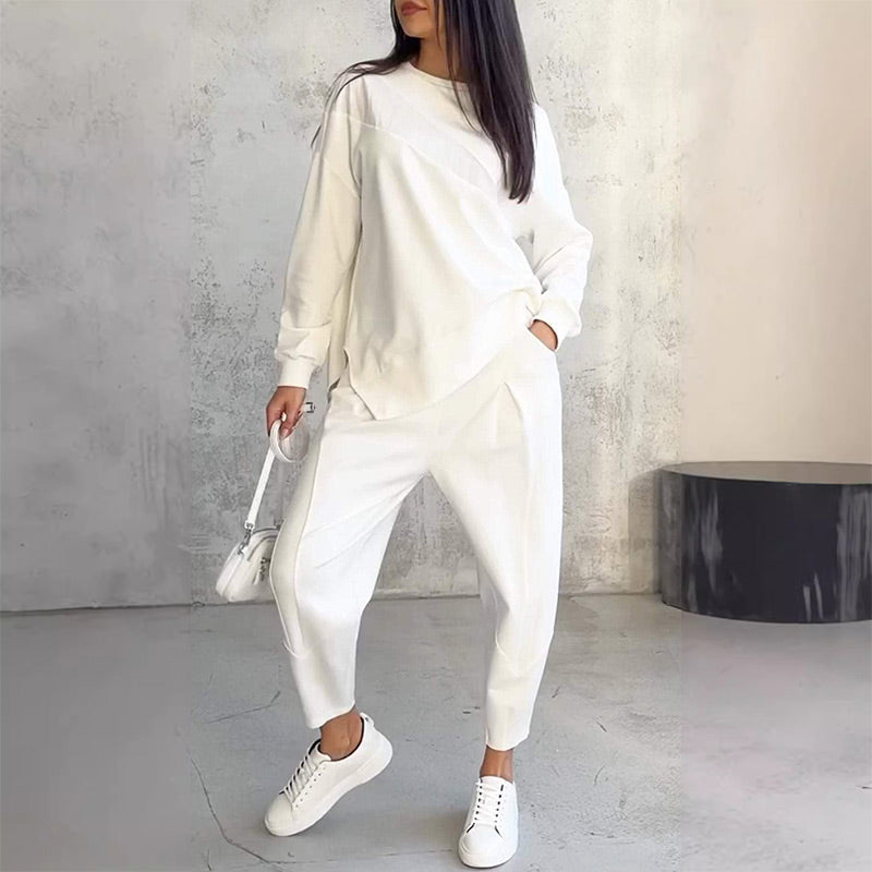 Women's Long-Sleeve Asymmetrical Sweatshirt with Matching Pants 0