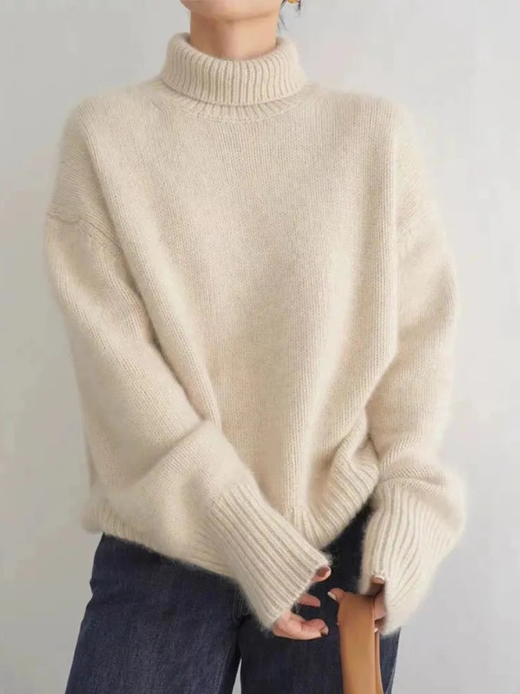 Women's Long Sleeve Turtleneck Sweater in Grey 0