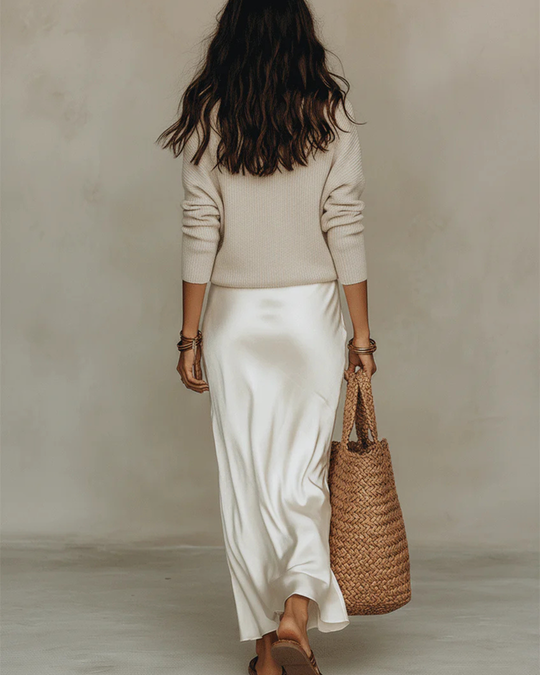 Women’s Midi Dress with Long Sleeve Knit Sweater Two-Piece Set 2