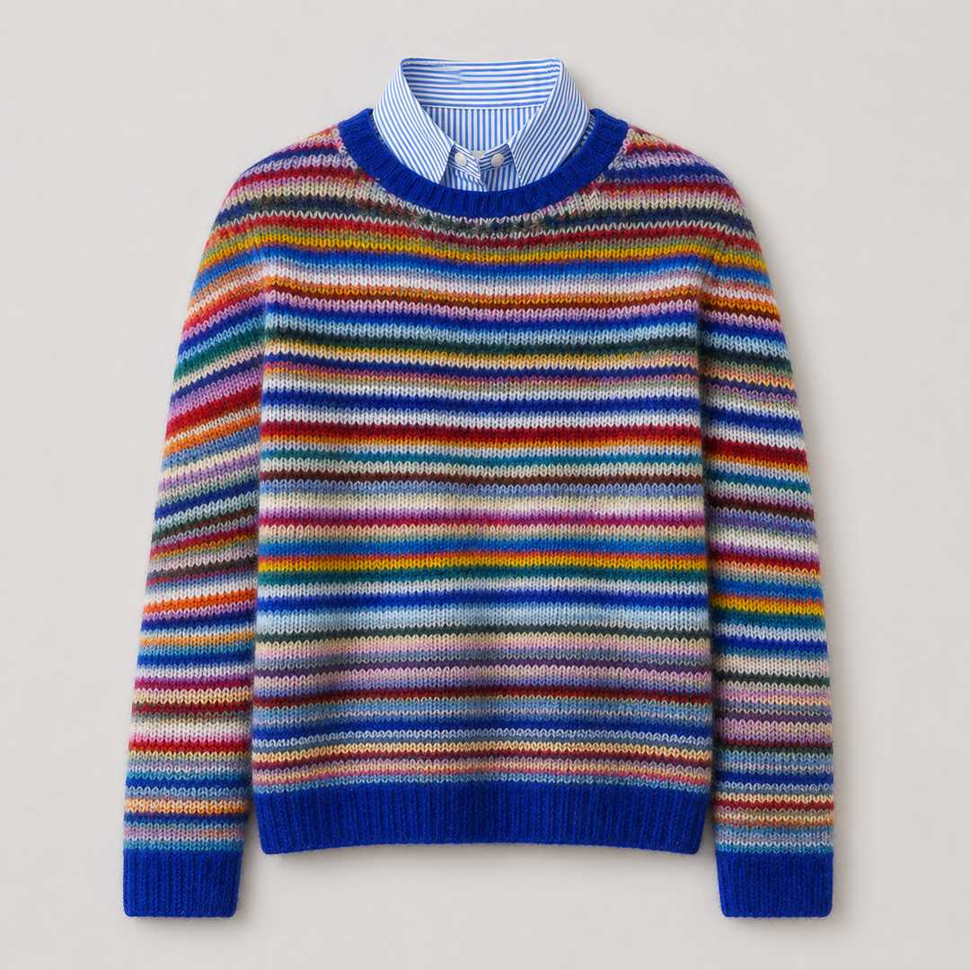 Women's Patterned Knit Crew Neck Long Sleeve Sweater 0