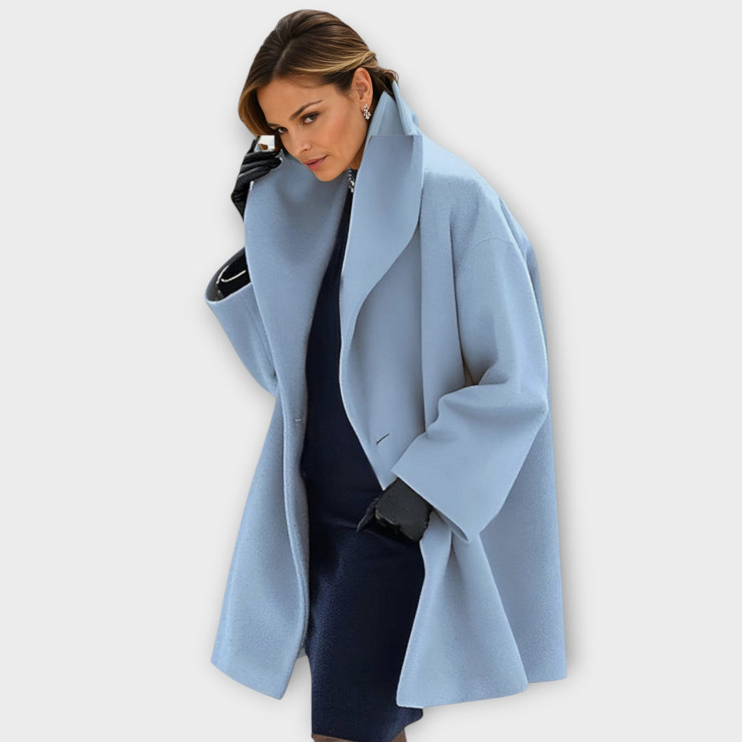 Women's Wide Lapel Long Coat with Front Button Closure 0