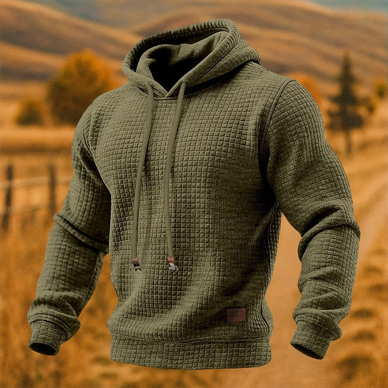 textured pullover hoodie for men 0