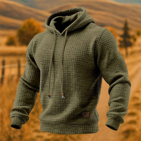 textured pullover hoodie for men 0